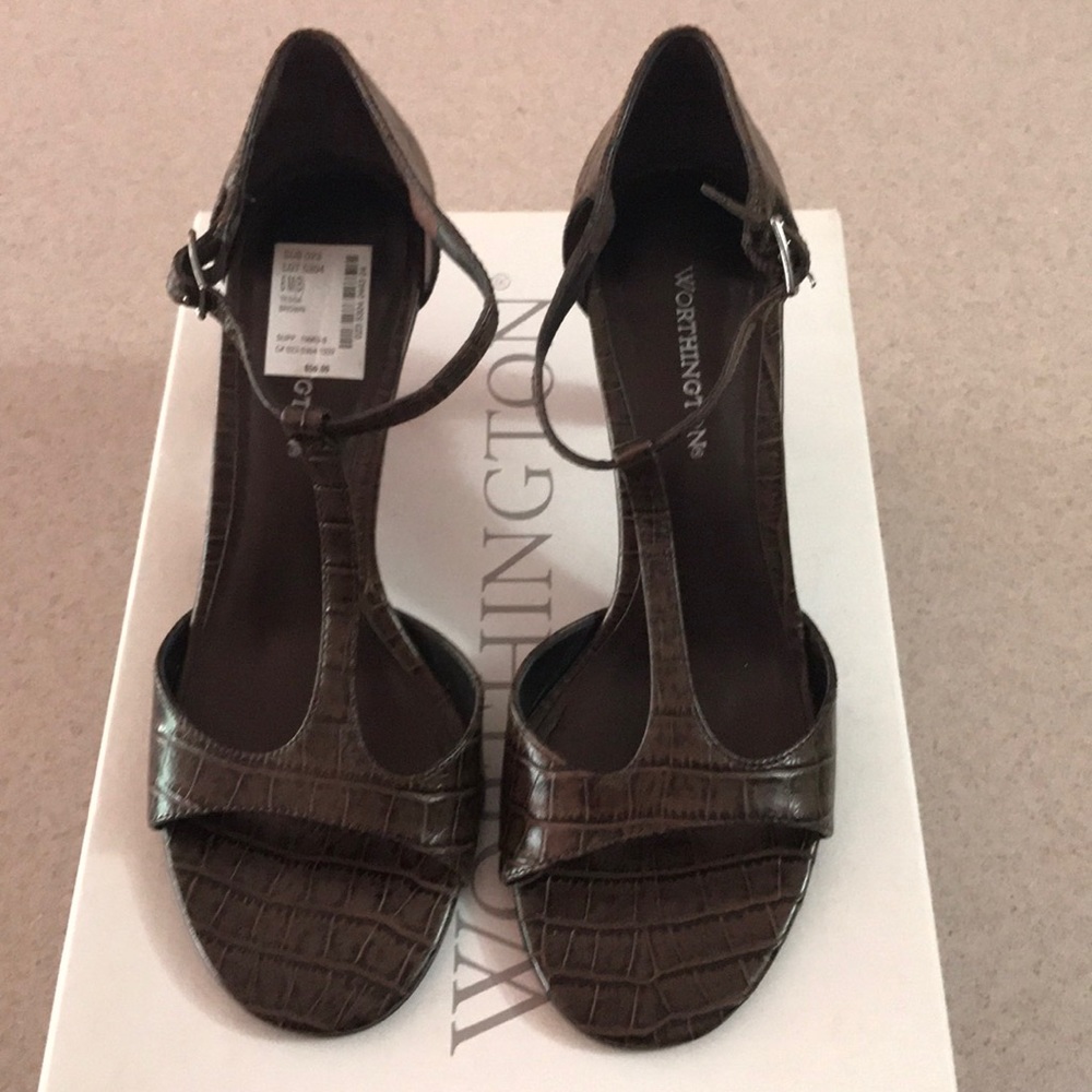 Worthington faux snakeskin heels.